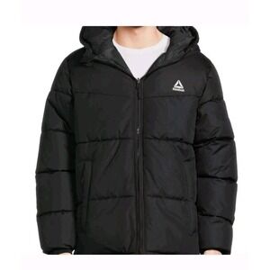 Reebok Puffer Winter Jacket Grey Reversible Black Camo Size Large